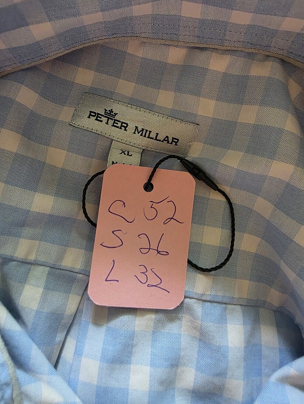 Peter Millar Blue and Light Pink Gingham Button-Down Shirt Size Extra Large - Picture 5 of 7